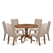 East West Furniture Irving 7-Piece Dining Table Set in Walnut Finish