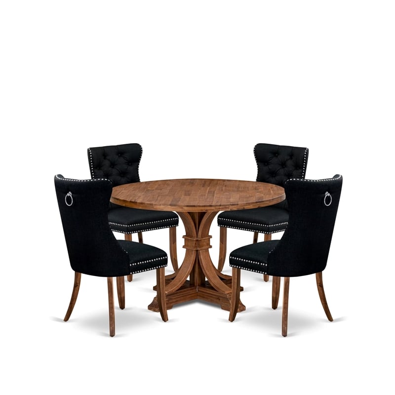 East West Furniture Irving 5-Piece Dining Table Set in Walnut Finish