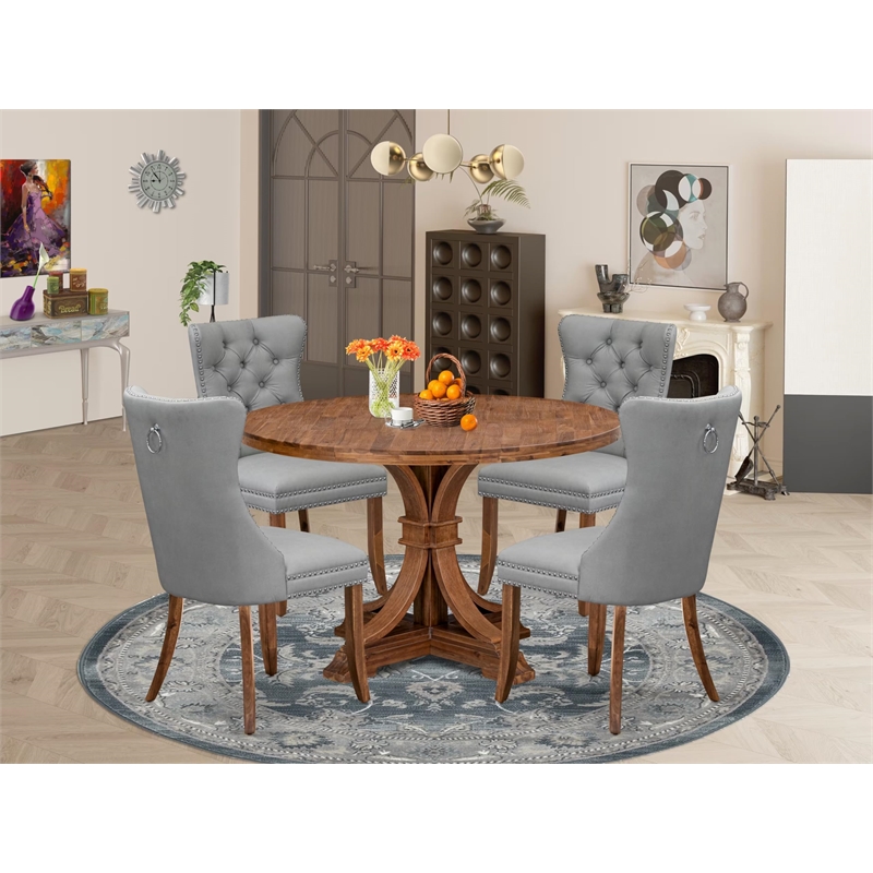 East West Furniture Irving 5-Piece Dining Room Table Set in Walnut Finish