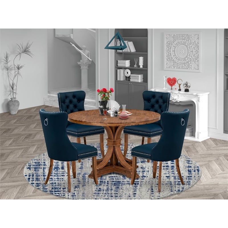 East West Furniture Irving 5-Piece Kitchen Dining Set in Walnut Finish