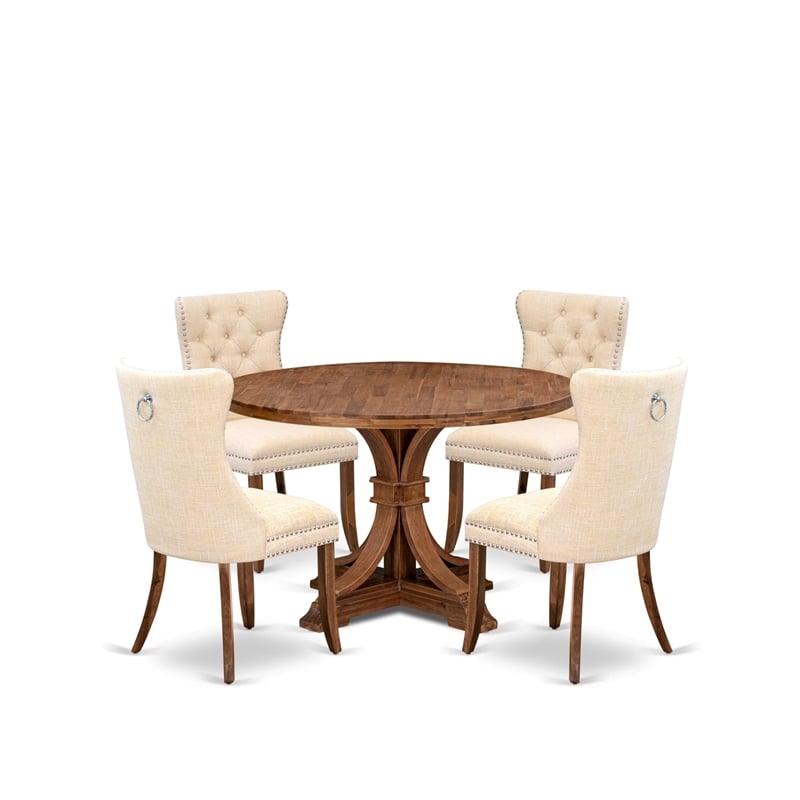 East West Furniture Irving 5-Piece Dining Table Set in Walnut Finish