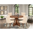 East West Furniture Irving 5-Piece Dining Table Set in Walnut Finish