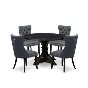 East West Furniture Irving 5-Piece Kitchen Dining Set in Black Finish