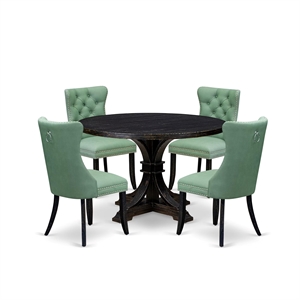East West Furniture Irving 5 Piece Round Dining Set in Black Finish