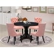 East West Furniture Irving 5 Piece Round Kitchen Table Set in Black Finish