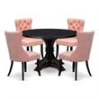 East West Furniture Irving 5 Piece Round Kitchen Table Set in Black Finish