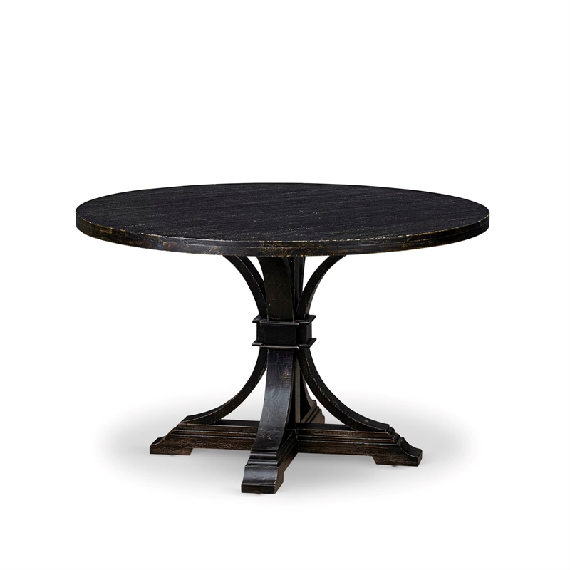East West Furniture Irving 5 Piece Round Dining Table Set in Black Finish