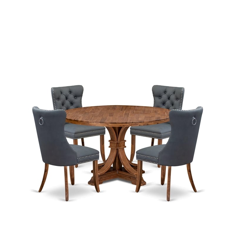 East West Furniture Irving 5-Piece Kitchen Dining Set in Walnut Finish