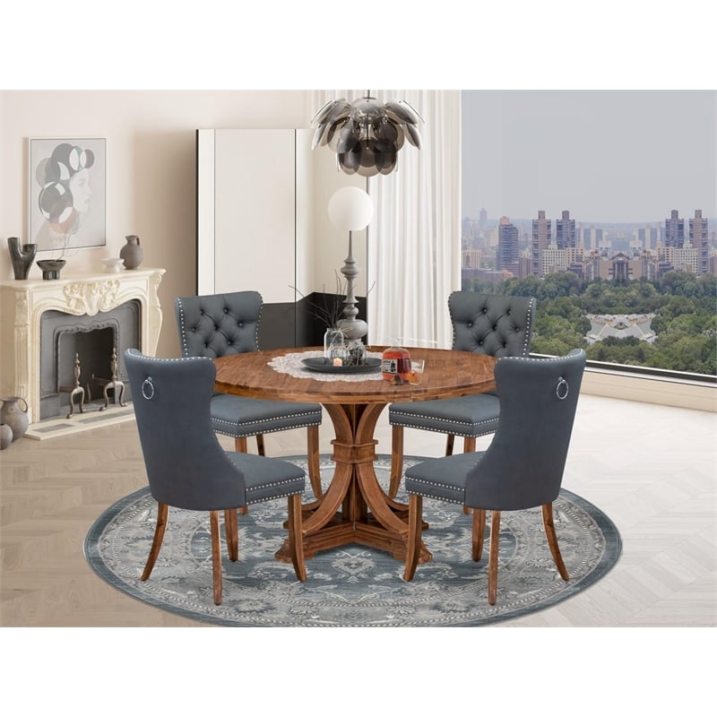 East West Furniture Irving 5-Piece Kitchen Dining Set in Walnut Finish