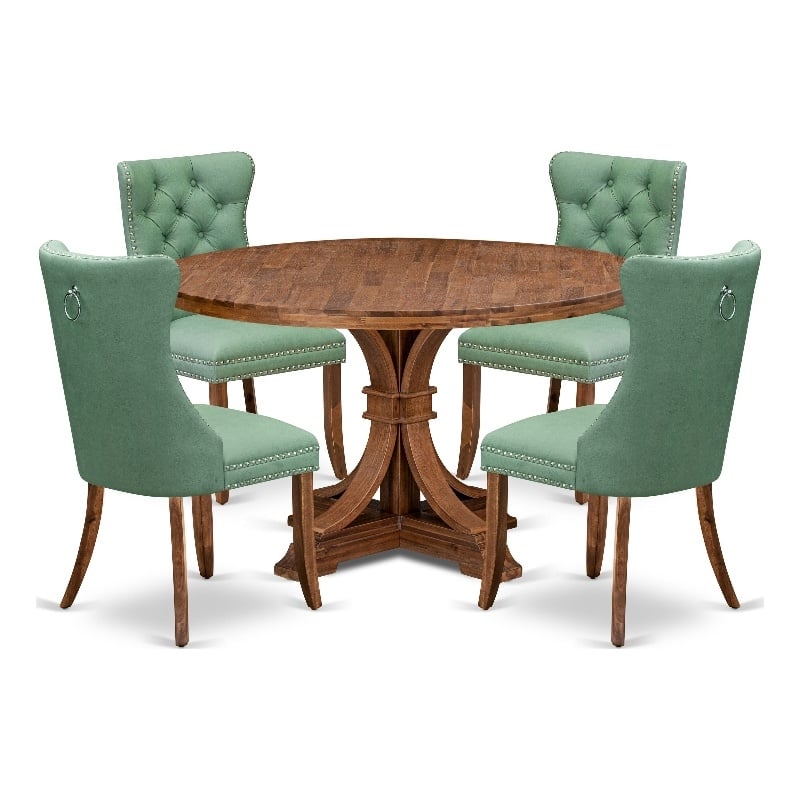 East West Furniture Irving 5-Piece Kitchen Dining Set in Walnut Finish