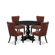 East West Furniture Irving 5 Piece Round Kitchen Table Set in Black Finish
