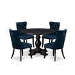 East West Furniture Irving 5 Piece Round Dining Table Set in Black Finish