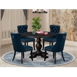 East West Furniture Irving 5 Piece Round Dining Table Set in Black Finish