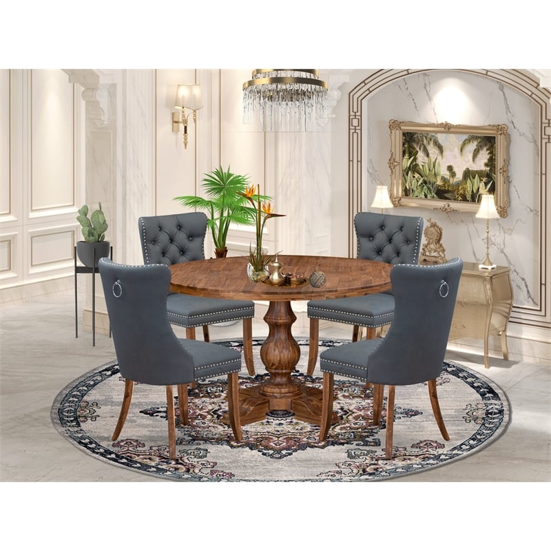 East West Furniture Irving 5-Piece Kitchen Dining Set in Walnut Finish