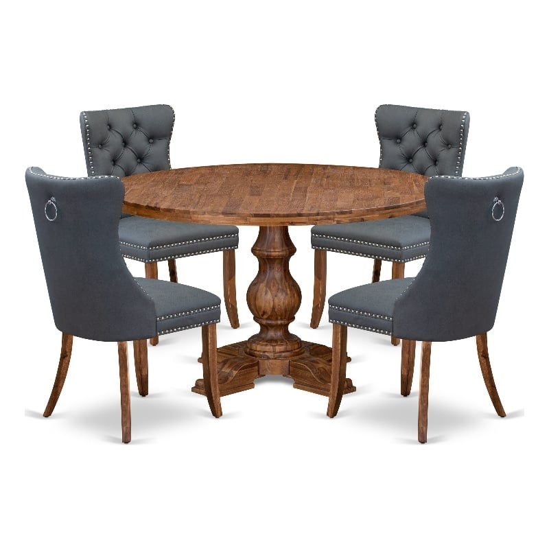 East West Furniture Irving 5-Piece Kitchen Dining Set in Walnut Finish