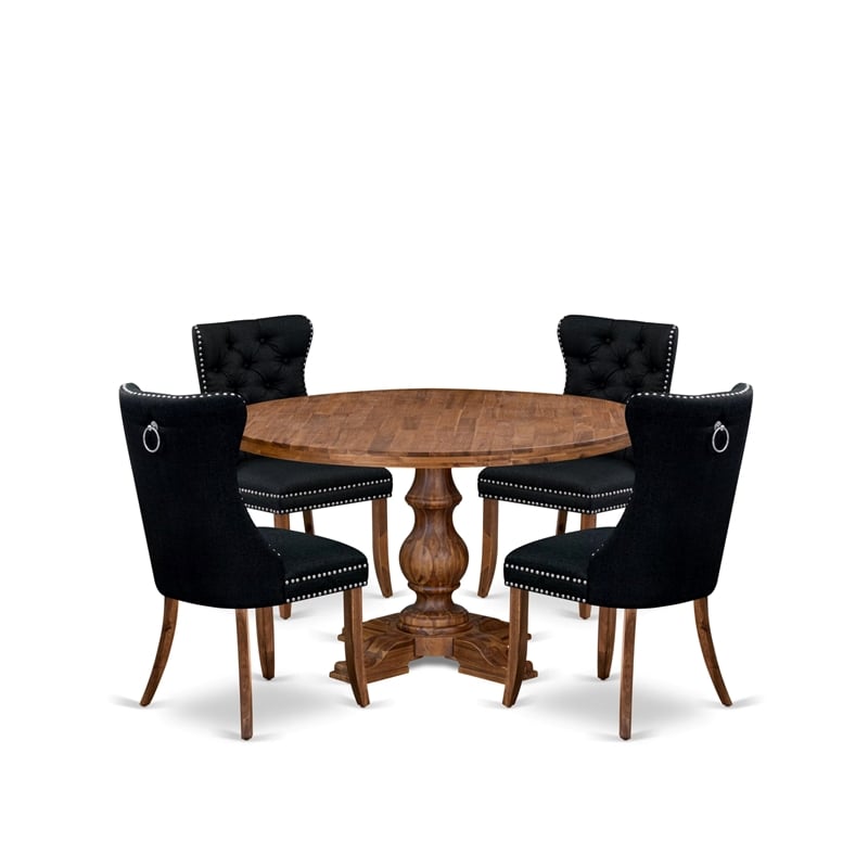 East West Furniture Irving 5-Piece Dining Table Set in Walnut Finish