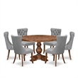East West Furniture Irving 7-Piece Dining Table Set in Walnut Finish