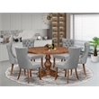 East West Furniture Irving 7-Piece Dining Table Set in Walnut Finish