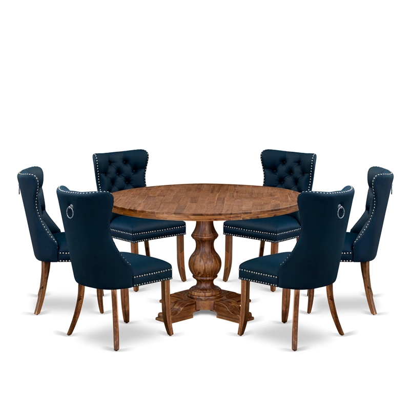 East West Furniture Irving 7-Piece Kitchen Table Set in Walnut Finish