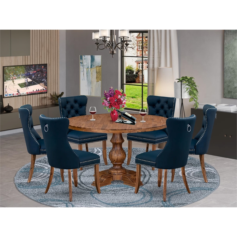 East West Furniture Irving 7-Piece Kitchen Table Set in Walnut Finish