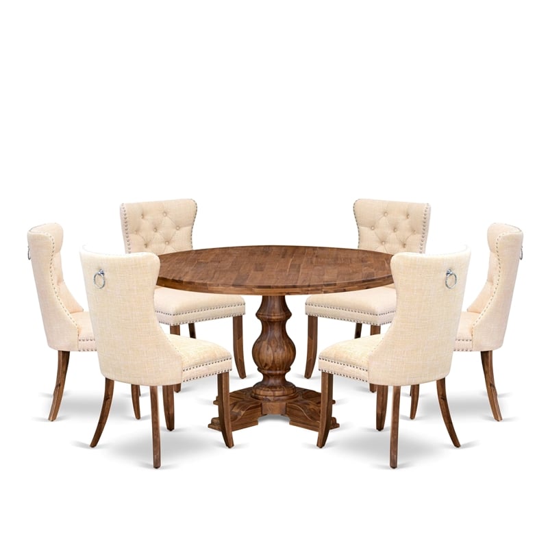 East West Furniture Irving 7-Piece Kitchen Table Set in Walnut Finish