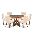 East West Furniture Irving 7-Piece Kitchen Table Set in Walnut Finish