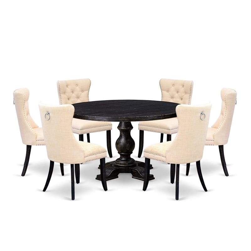 East West Furniture Irving 7-Piece Modern Dining Table Set in Black Finish