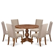 East West Furniture Irving 7-Piece Mid-Century Kitchen Table Set in Walnut