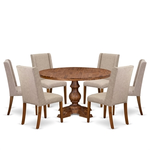 East West Furniture Irving 7-Piece Dining Table Set in Walnut Finish
