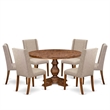 East West Furniture Irving 7-Piece Dining Table Set in Walnut Finish