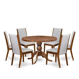 East West Furniture Irving 7-Piece Mid-Century Kitchen Set in Walnut Finish