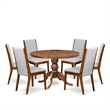 East West Furniture Irving 7-Piece Mid-Century Kitchen Set in Walnut Finish