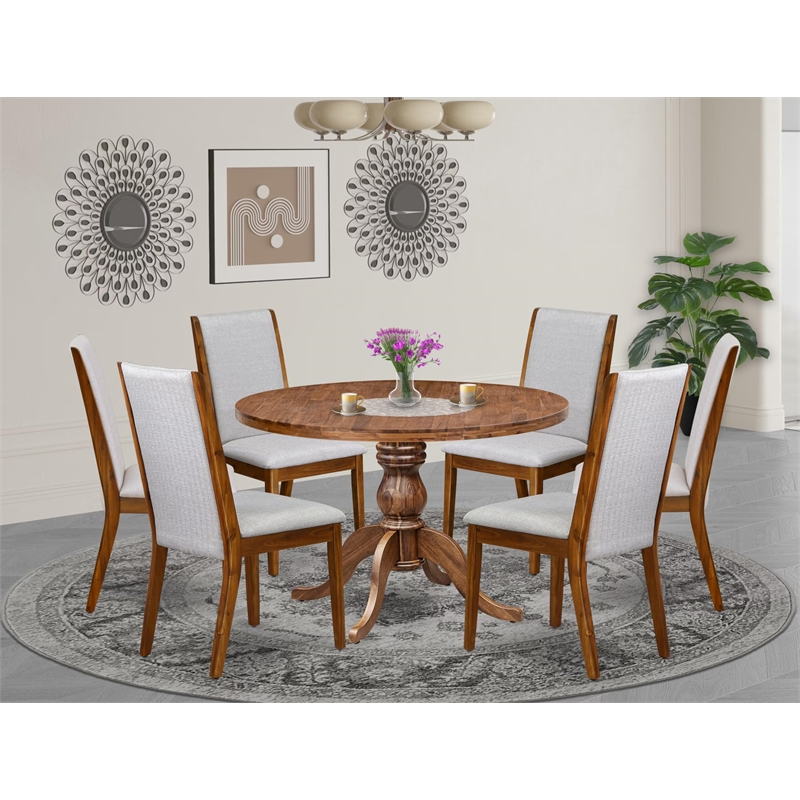 East West Furniture Irving 7-Piece Mid-Century Kitchen Set in Walnut Finish