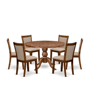 East West Furniture Irving 7-Piece Dining Table Set in Walnut Finish