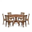 East West Furniture Irving 7-Piece Dining Table Set in Walnut Finish