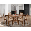 East West Furniture Irving 7-Piece Dining Table Set in Walnut Finish