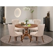 East West Furniture Irving 5 Piece Round Kitchen Table Set in Walnut Finish