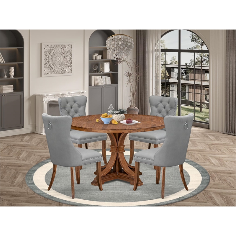 East West Furniture Irving 5-Piece Modern Dining Set in Walnut Finish