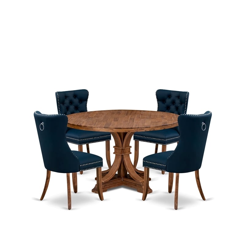 East West Furniture Irving 5-Piece Dining Table Set in Walnut Finish