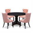 East West Furniture Irving 5 Piece Round Dining Set in Black Finish