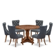 East West Furniture Irving 7-Piece Dining Table Set in Walnut Finish