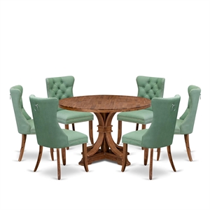 East West Furniture Irving 7-Piece Mid Century Dining Set in Walnut Finish