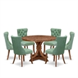 East West Furniture Irving 7-Piece Mid Century Dining Set in Walnut Finish