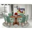 East West Furniture Irving 7-Piece Mid Century Dining Set in Walnut Finish