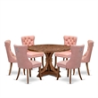 East West Furniture Irving 7-Piece Dining Table Set in Walnut Finish