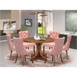 East West Furniture Irving 7-Piece Dining Table Set in Walnut Finish