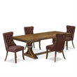 East West Furniture Laneville 5-Piece Kitchen Dining Set in Walnut Finish