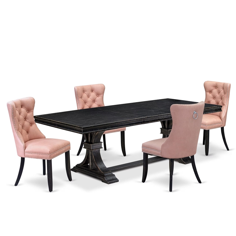 East West Furniture Laneville 5-Piece Kitchen Dining Set in Black Finish