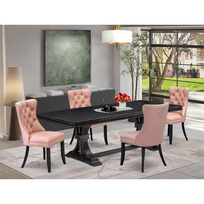 East West Furniture Laneville 5-Piece Kitchen Dining Set in Black Finish