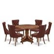 East West Furniture Irving 7-Piece Dining Table Set in Walnut Finish